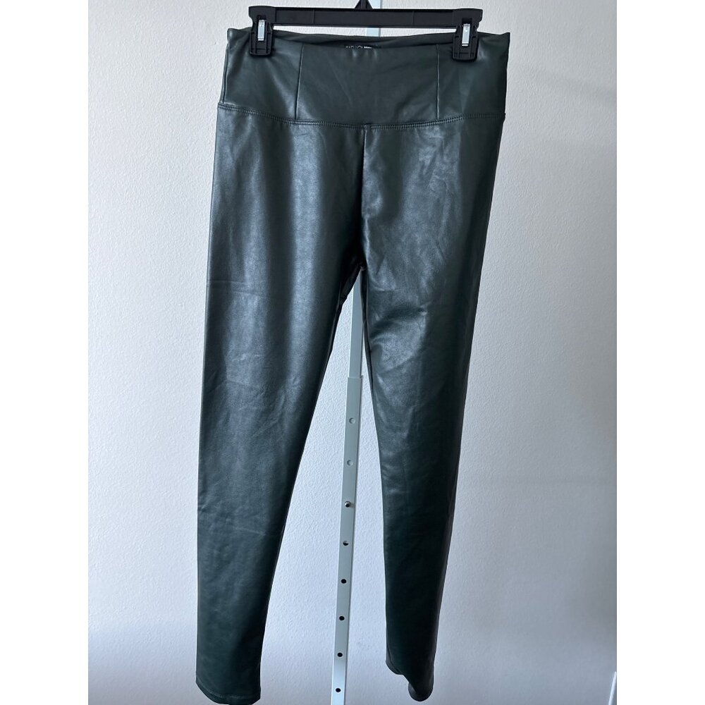 Faux Leather Leggings Bundle Sz L Black & Green Edgy Streetwear High Waist Pants - Picture 2 of 16
